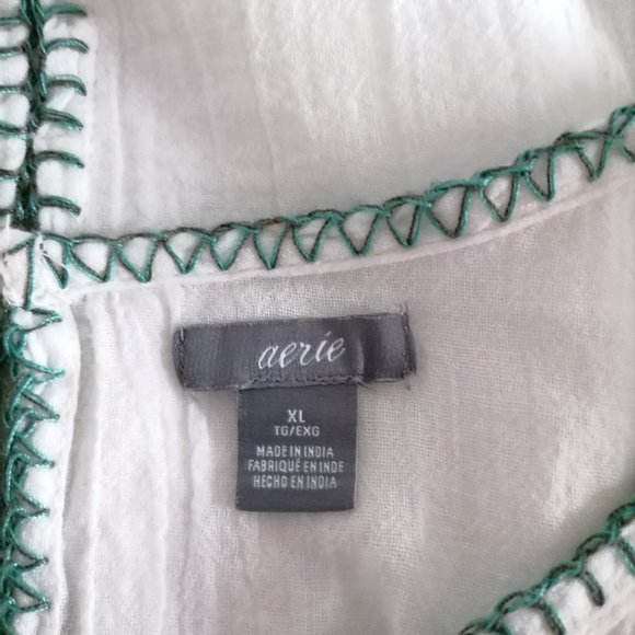 Aerie Womes White Sleeve Less Round Neck Wide Strap Crop Blouse Top Size XL - Picture 5 of 6